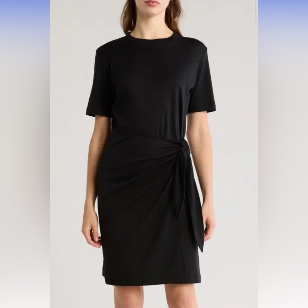 NWT Black Vince Short Sleeve Side Tie T-Shirt Dress in size large